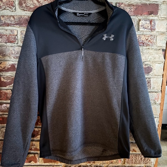 🖤 Under Armour ColdGear Quarter-Zip Pullover — Gray & Black — Size M Mens 🖤 - Picture 2 of 4